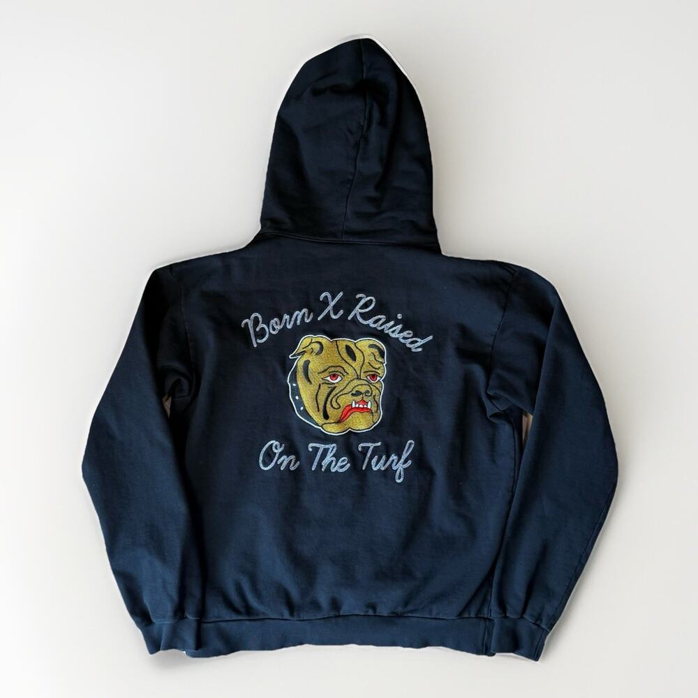 Born x Raised Hoodie XL Black Fleece Pullover Bulldog Embroidered
